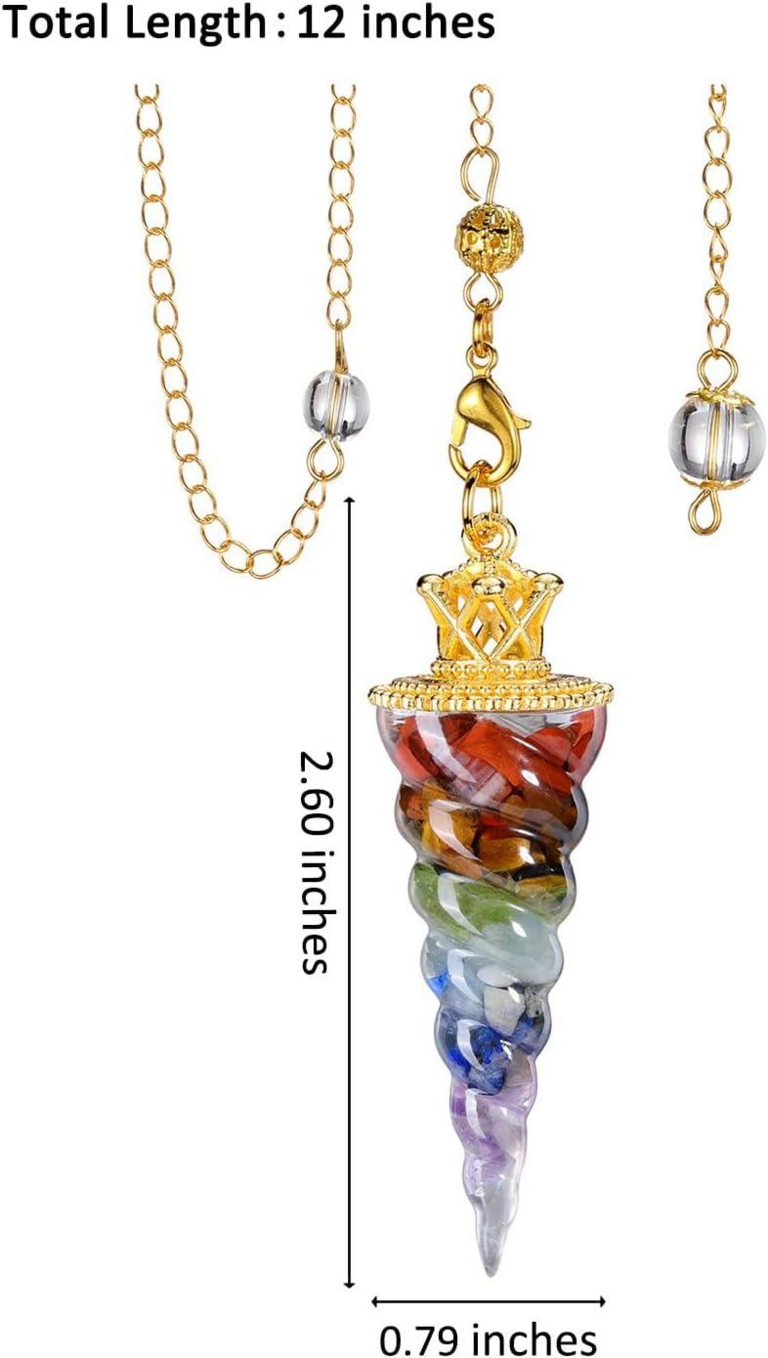 Edelstein Pendel 7 Chakra Muschelschale Anhänger Kette Reiki Yoga