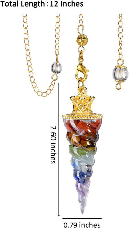 Edelstein Pendel 7 Chakra Muschelschale Anhänger Kette Reiki Yoga