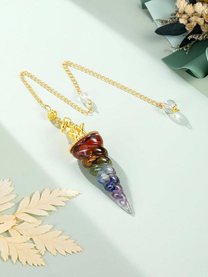 Edelstein Pendel 7 Chakra Muschelschale Anhänger Kette Reiki Heilung