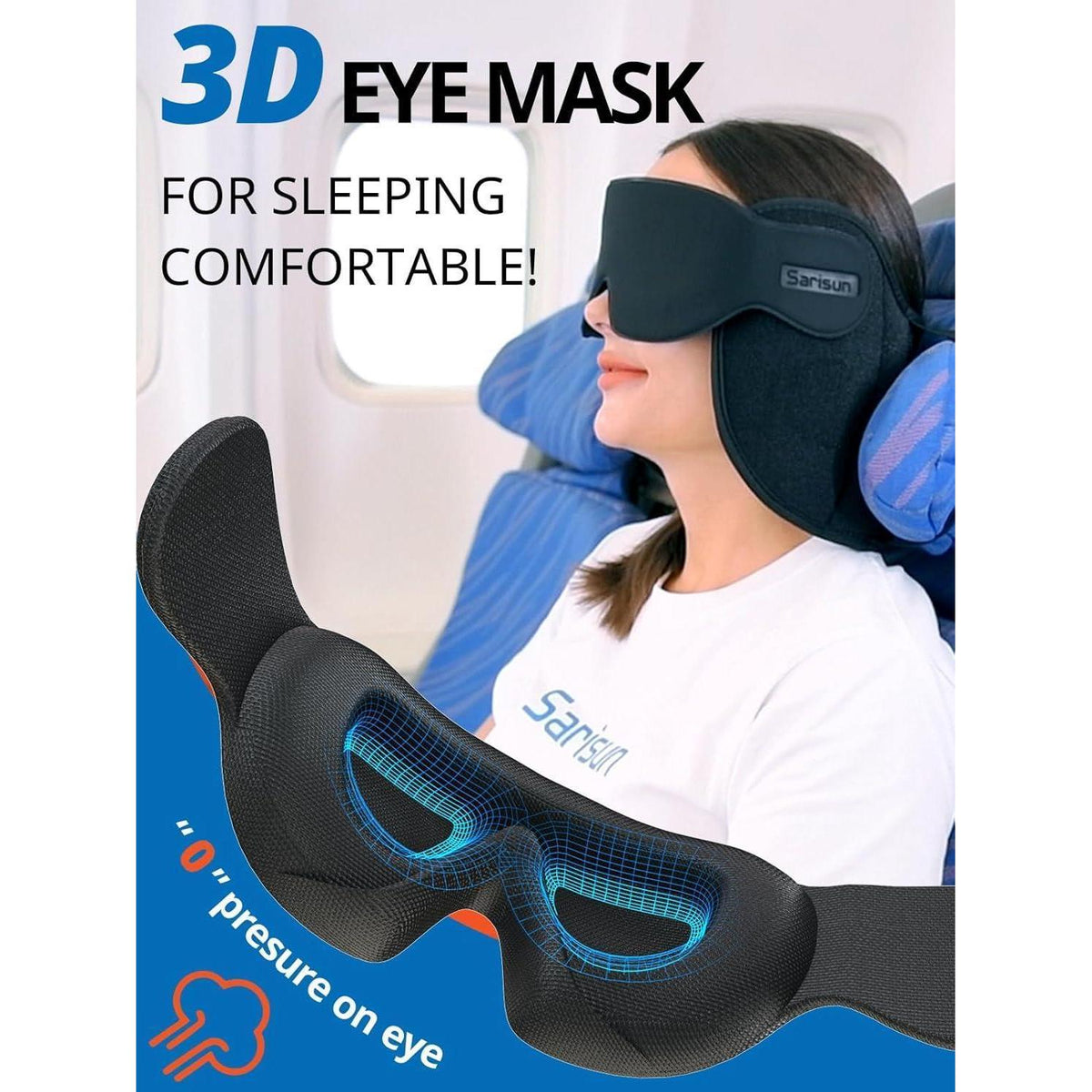 Reisekissen Flugzeug U-Form mit 360° Kopfstütze & Schlafmaske