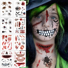 10er Set Halloween Fake Tattoos Großes Mund Narben Spinnen Tattoo