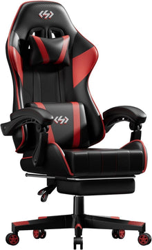 Gaming Stuhl mit Fußstütze und Lendenwirbelstütze