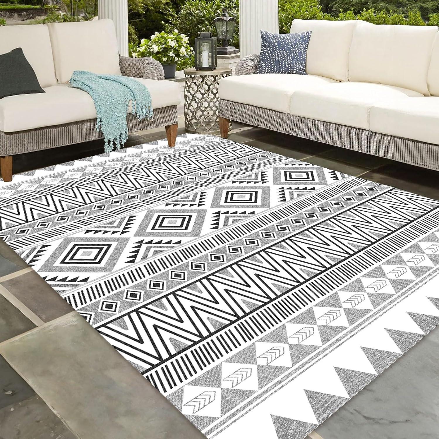 Moderner In- & Outdoor Teppich Vintage-Optik Grau 160x230 cm