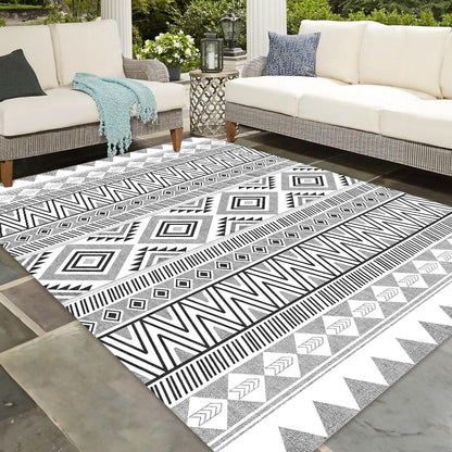 Moderner In- & Outdoor Teppich Vintage-Optik Grau 160x230 cm