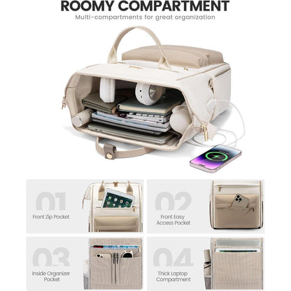 LOVEVOOK Damen Rucksack 15,6 Zoll Laptop Arbeit Reise Uni Büro Beige