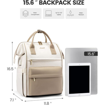 LOVEVOOK Damen Rucksack 15,6 Zoll Laptop Arbeit Reise Uni Büro Beige