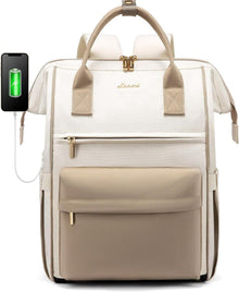 15,6 Zoll Laptop Rucksack Damen Wasserdicht Beige