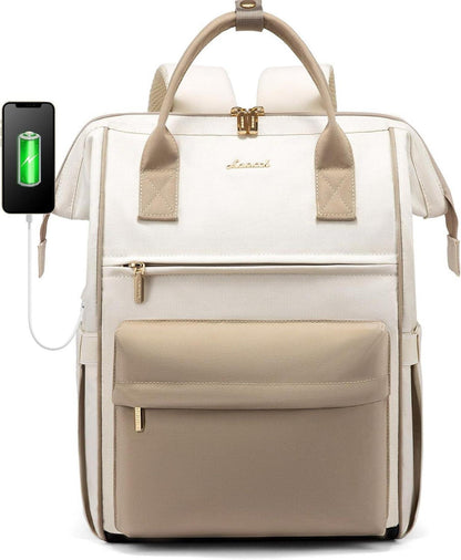 15,6 Zoll Laptop Rucksack Damen Wasserdicht Beige