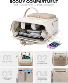 15,6 Zoll Laptop Rucksack Damen Wasserdicht Beige