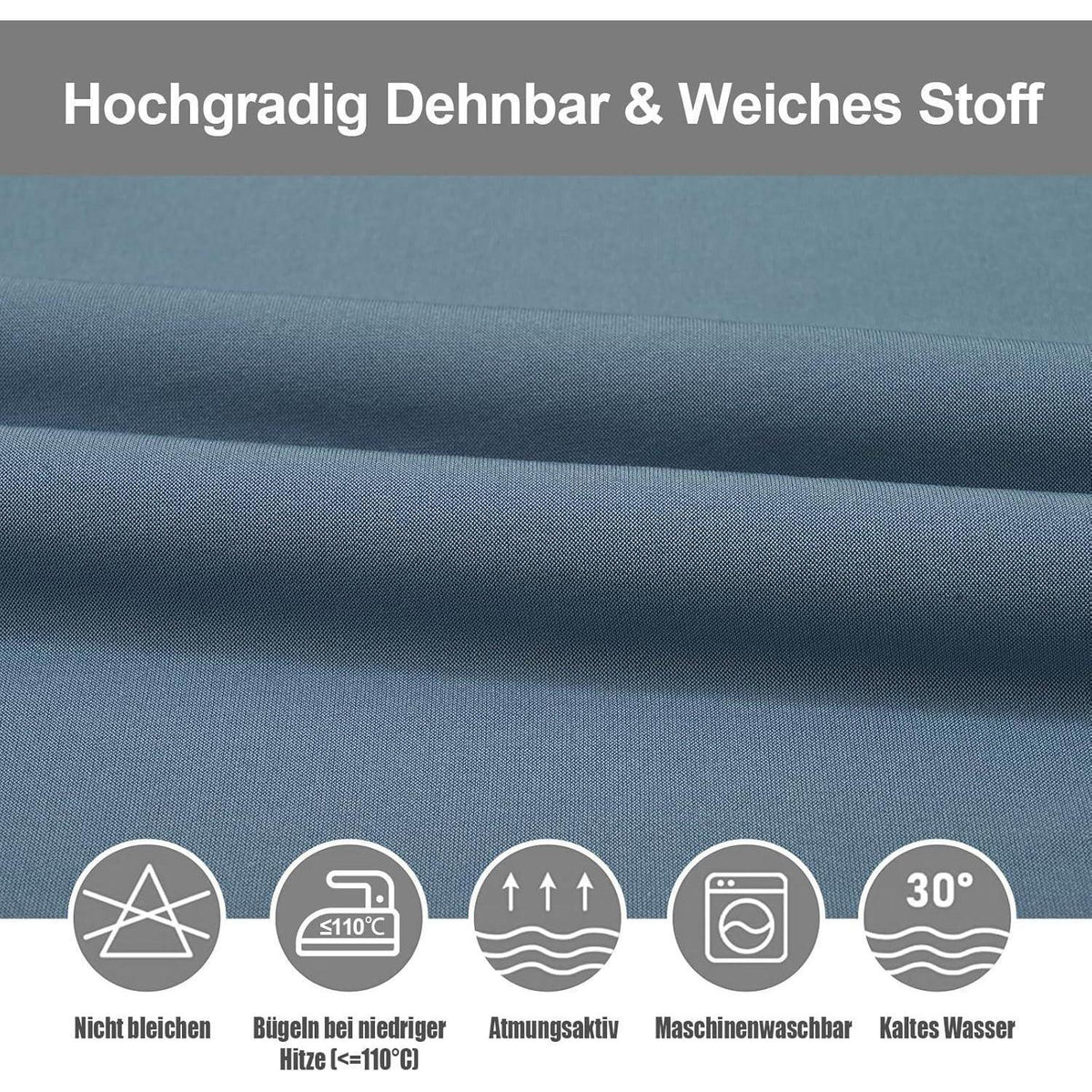 Stuhlhussen 6er Set Stretch – Graublau für Küche & Co.