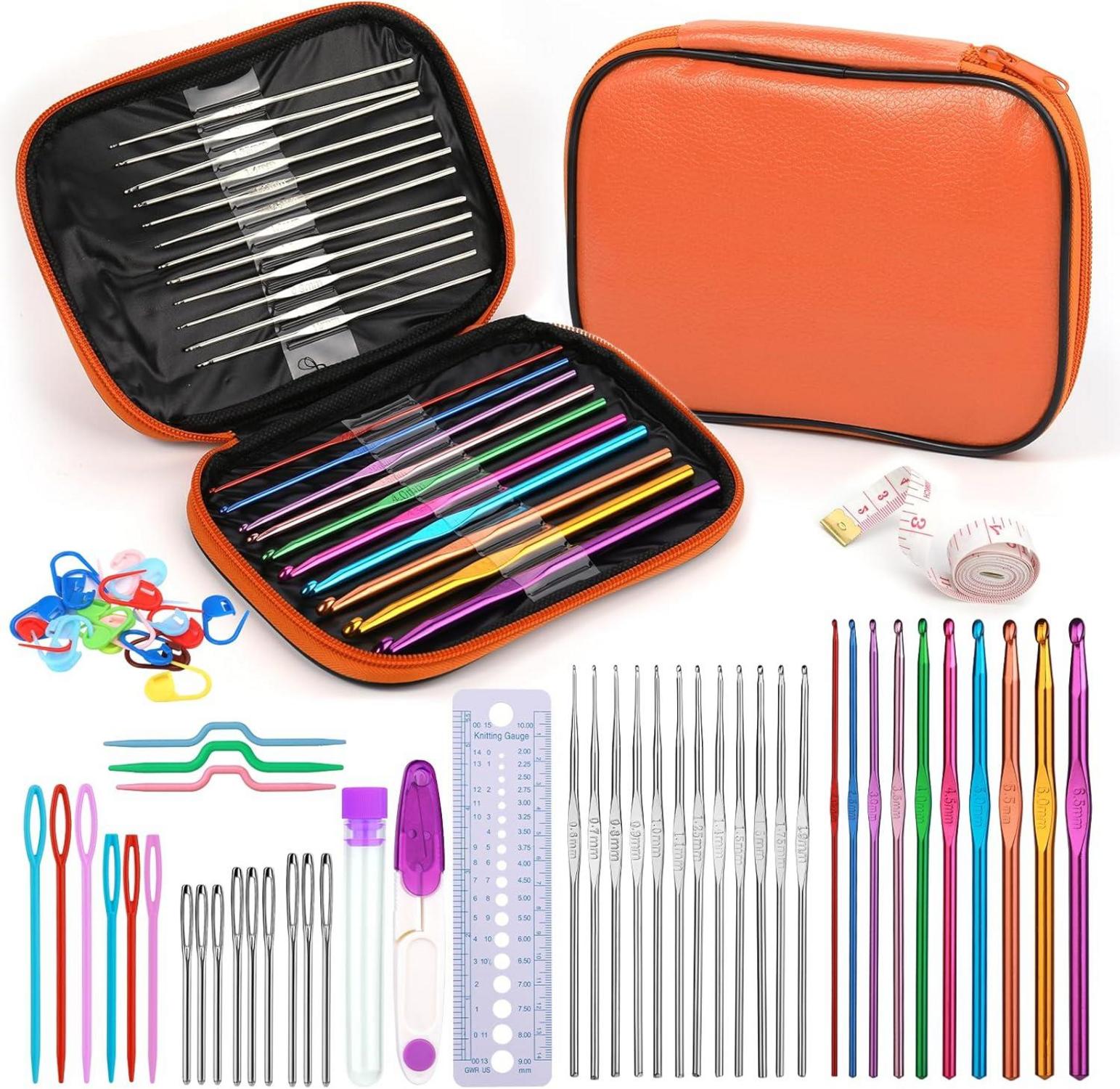 60-teiliges Häkelnadel-Set mit Aufbewahrungsbox und ergonomischem