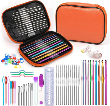 60-teiliges Häkelnadel-Set mit Aufbewahrungsbox und ergonomischem