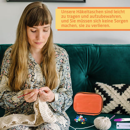 60-teiliges Häkelnadel-Set, Häkelset für Anfänger, ergonomisch, orange