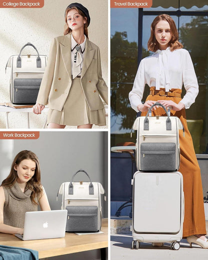 15,6 Zoll Laptop Arbeitstasche Backpack Damen Grau Beige