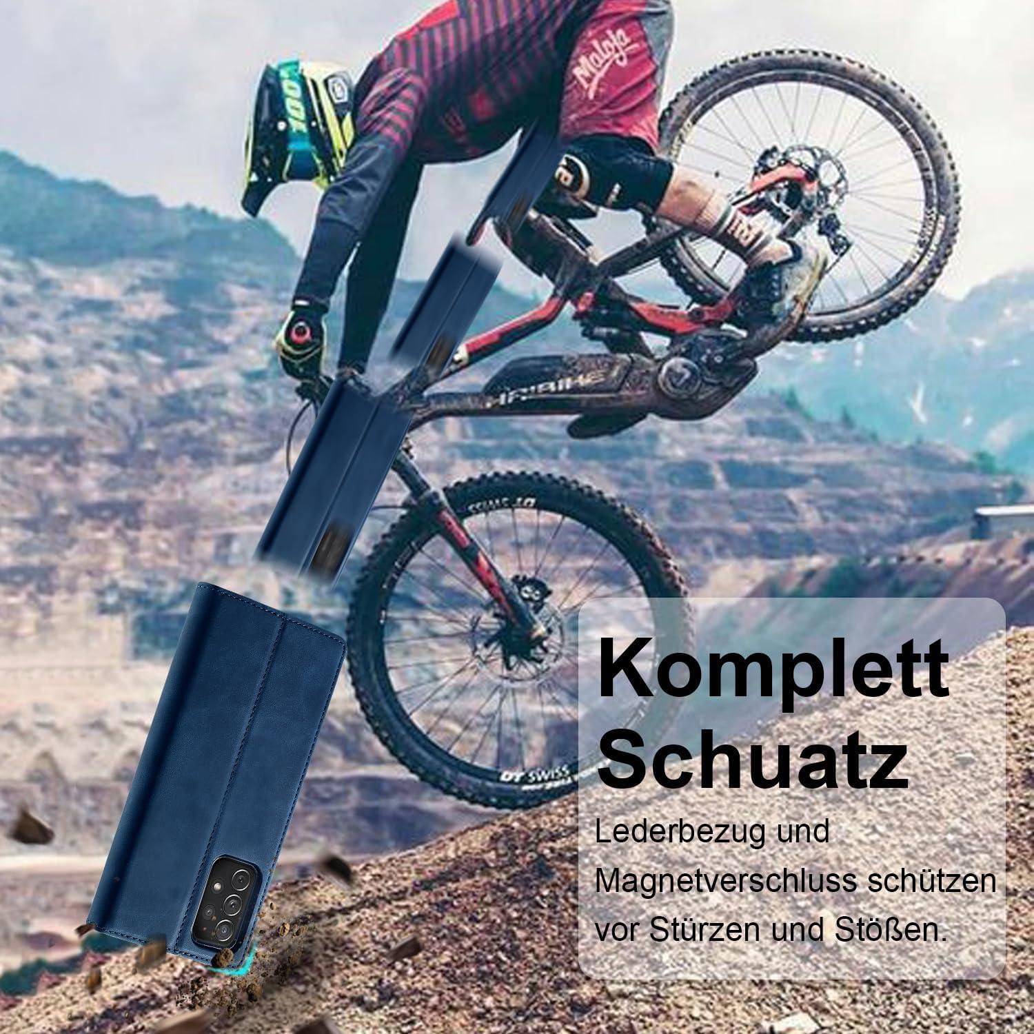 Samsung Galaxy A32 5G Handyhülle Leder Klappbar Wallet Schutz Blau