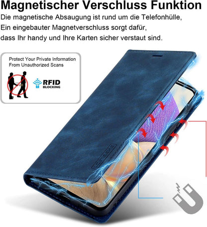 Handyhülle Samsung Galaxy A32 5G Leder Klapphülle Magnetisch Blau