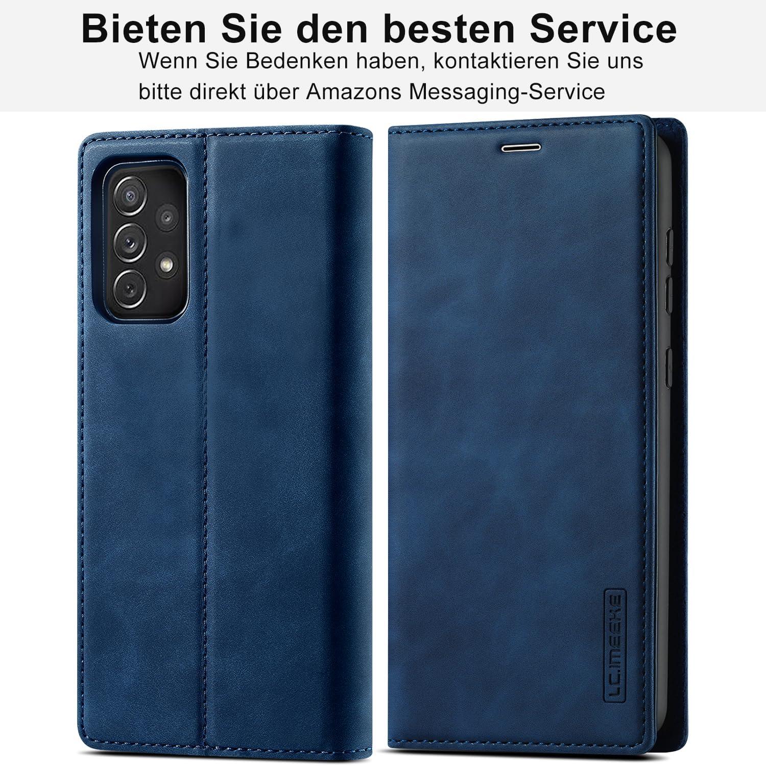 Samsung Galaxy A32 5G Handyhülle Leder Klappbar Wallet Schutz Blau