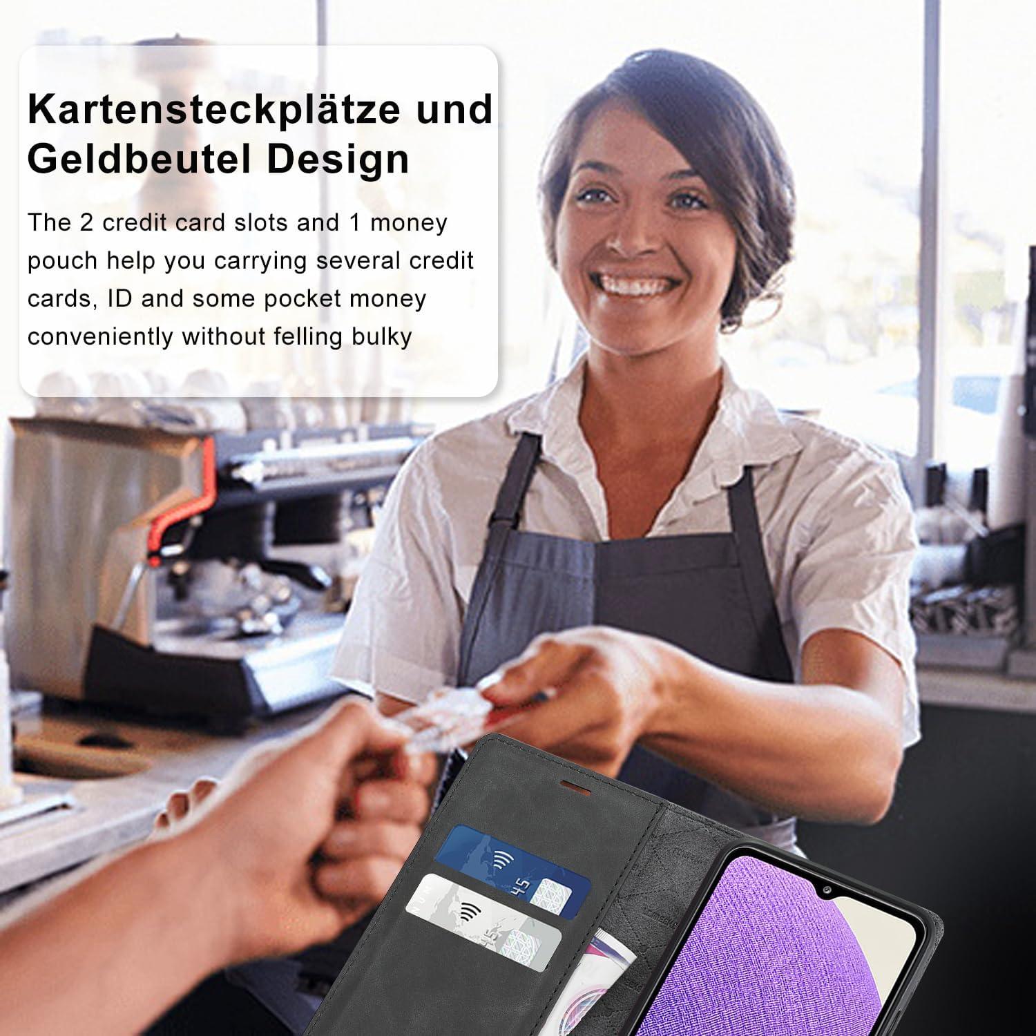 Samsung Galaxy A32 5G Handyhülle Leder Klapphülle Schutzfolie Flip Wallet