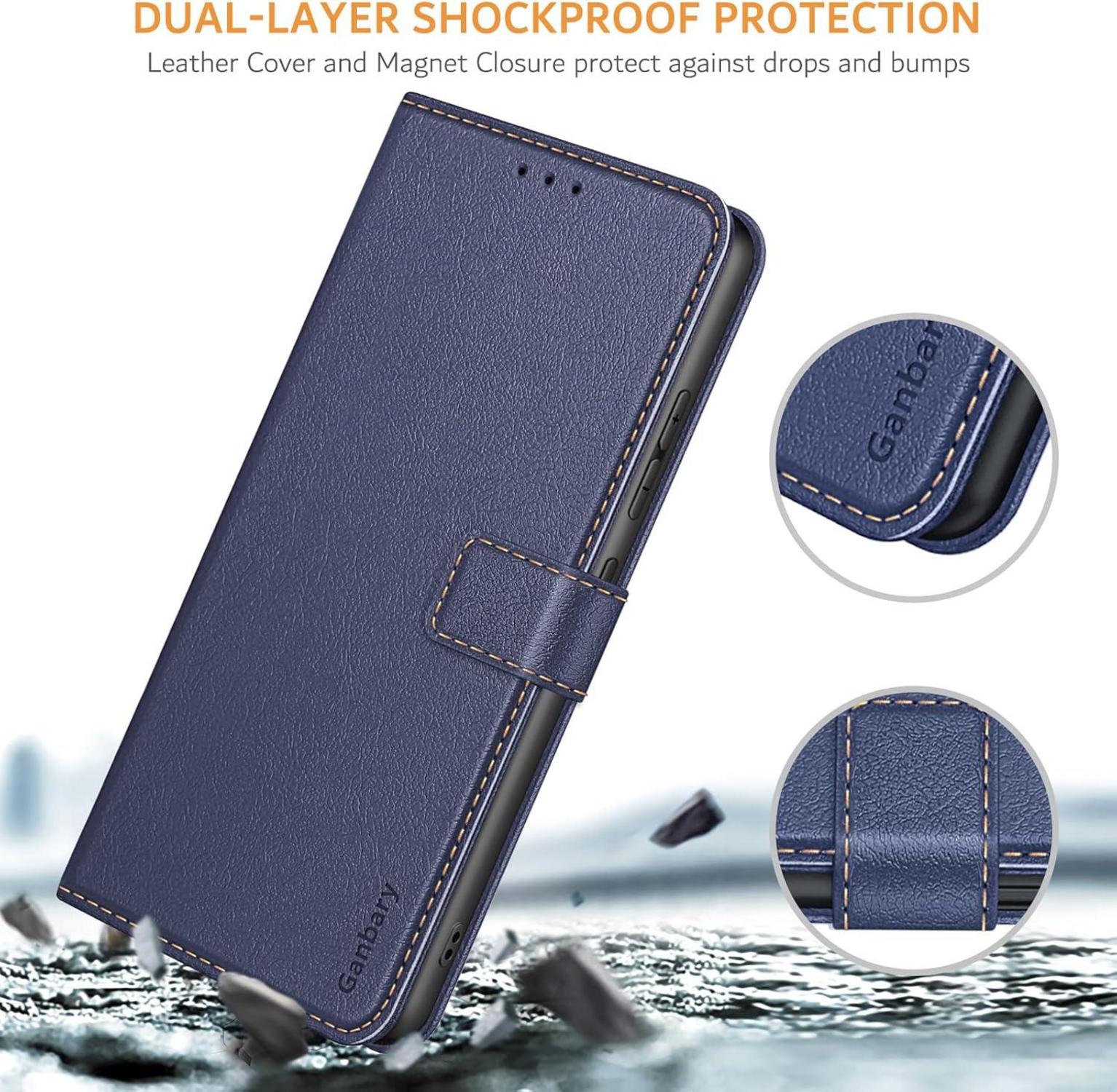 Handyhülle Honor 90 Leder Klapphülle Kartenschlitze Blau