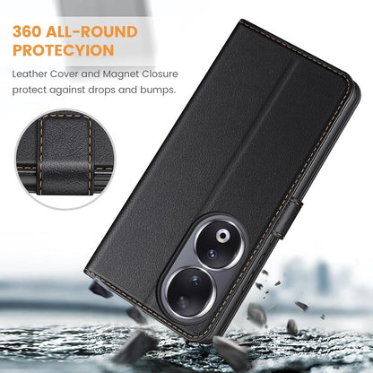 Handyhülle Honor 90 Premium Leder Klapphülle Schwarz Standfunktion