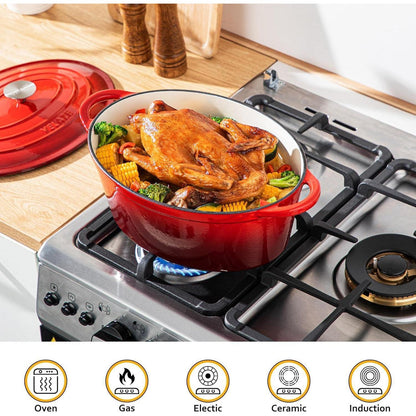 Emaillierter Gusseisen-Dutch Oven 7,5 QT Oval Rot