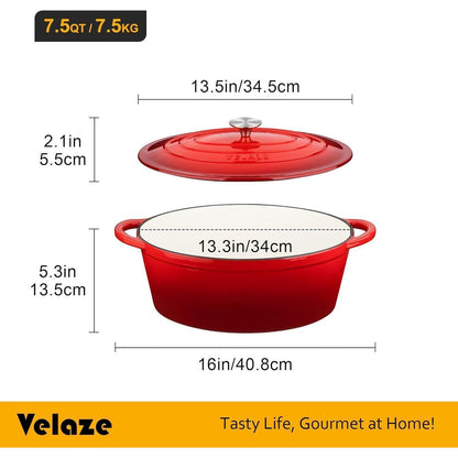 Emaillierter Gusseisen-Dutch Oven 7,5 QT Oval Rot