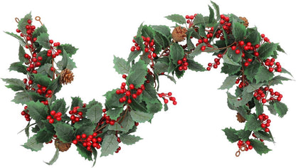 Künstliche Beeren Weihnachtsgirlande mit Tannenzapfen 1.7m