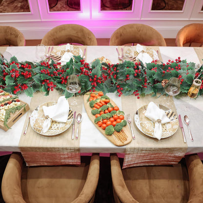 2er Pack Weihnachtsgirlande Rote Beeren Tannenzapfen Winter 1.7m