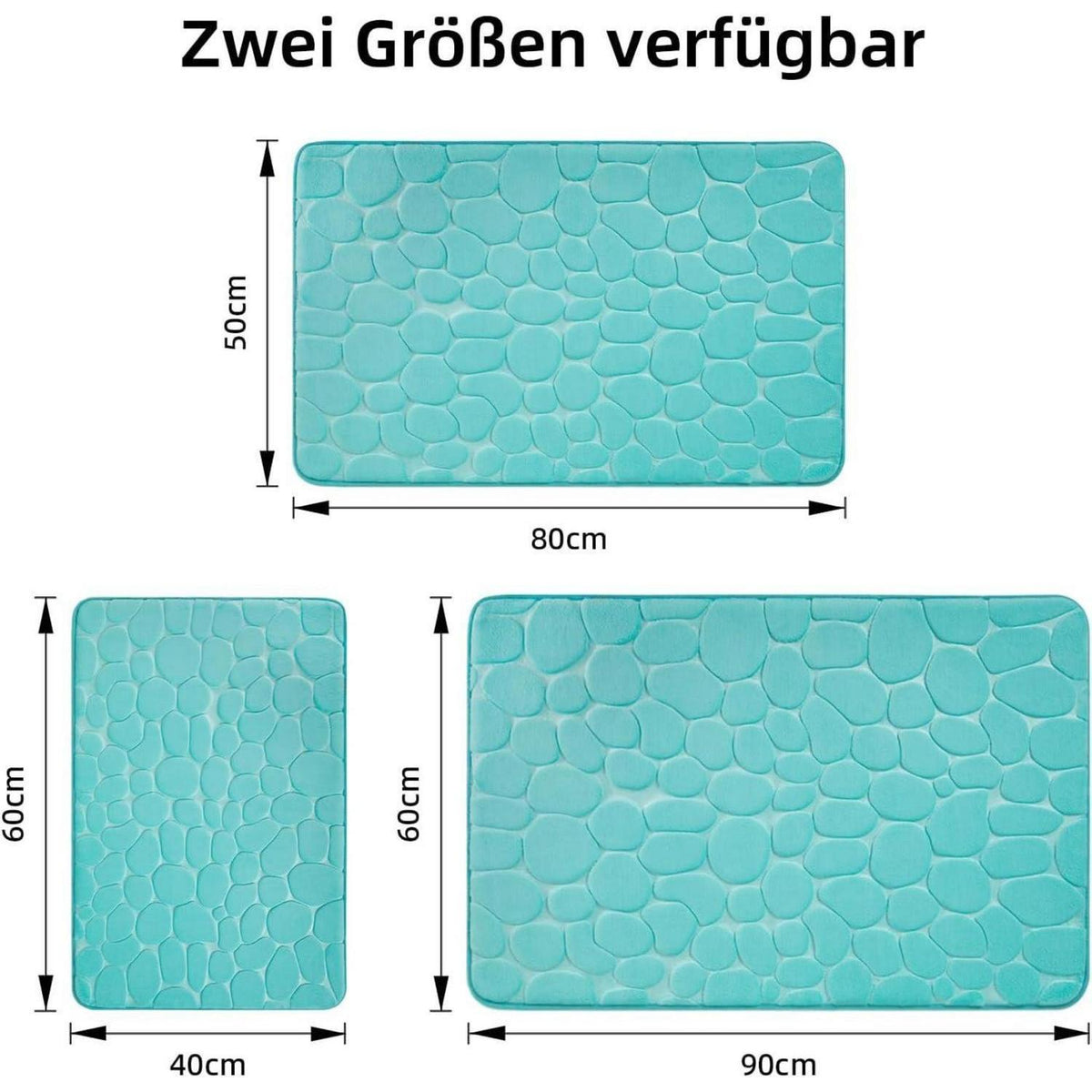 Memory Foam Badematte rutschfest, blaugrün, 60x90 cm