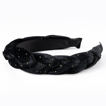 Samt Haarreif geflochten breit Haarband Vintage Trachten Schwarz