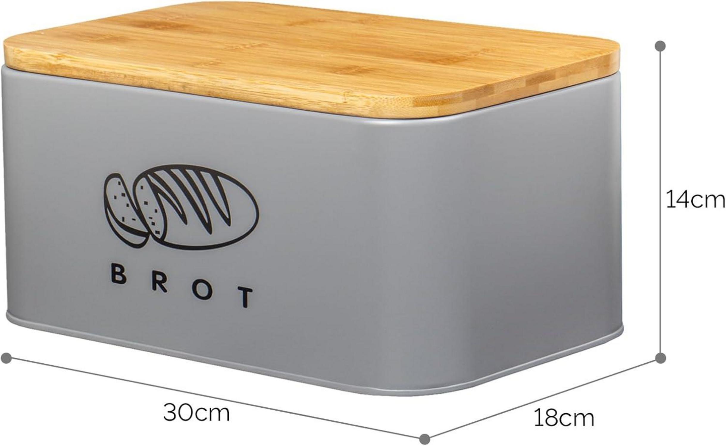Brotkasten mit Bambusdeckel, Geräumiger Retro Metall