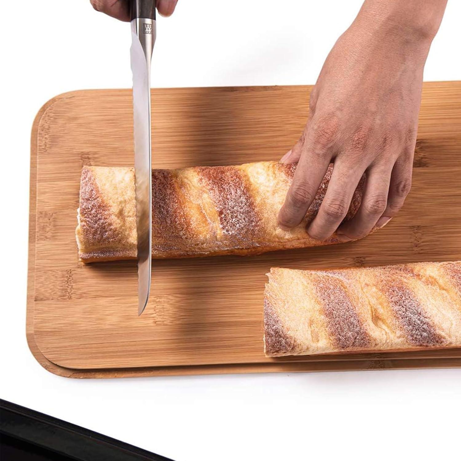 Theo&Cleo Brotkasten mit Bambusdeckel Grau 30cm Retro Metall Brotaufbewahrung