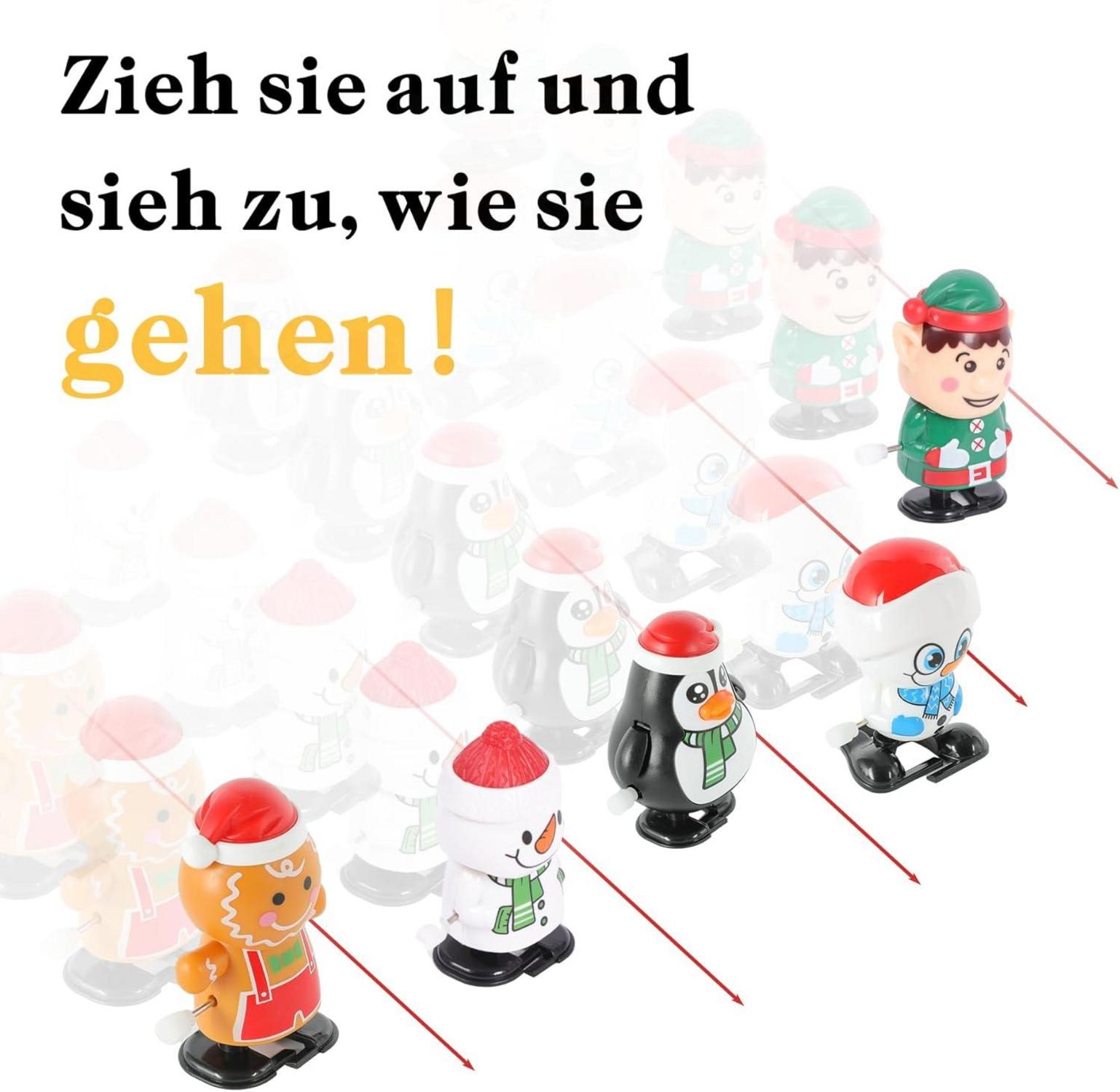 8 Stück Weihnachts-Aufziehspielzeug Uhrwerk Lauf- und Springspielzeug für Weihnachten