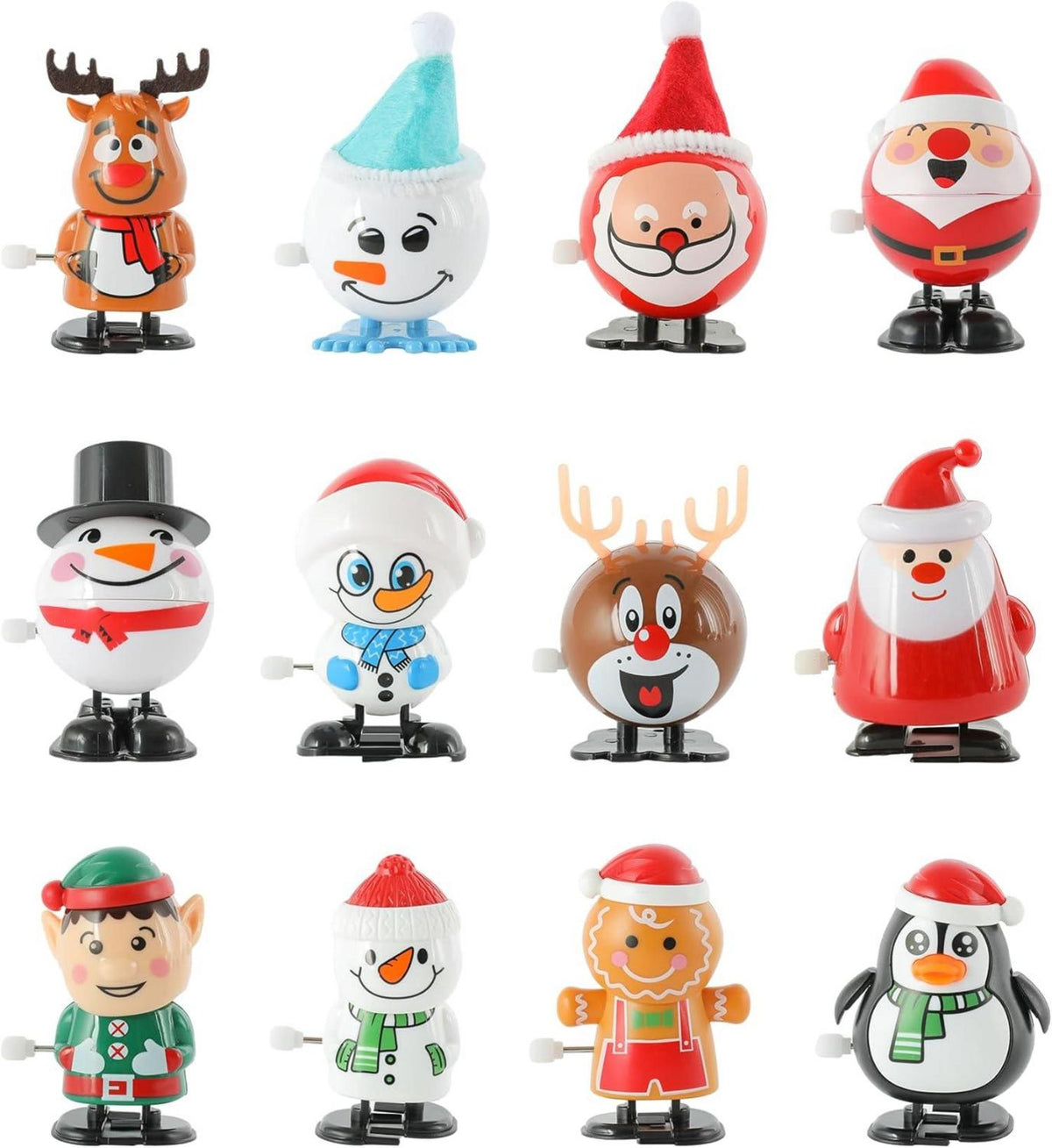 Weihnachts-Aufziehspielzeug 12 Stück Uhrwerk Lauf Springspielzeug