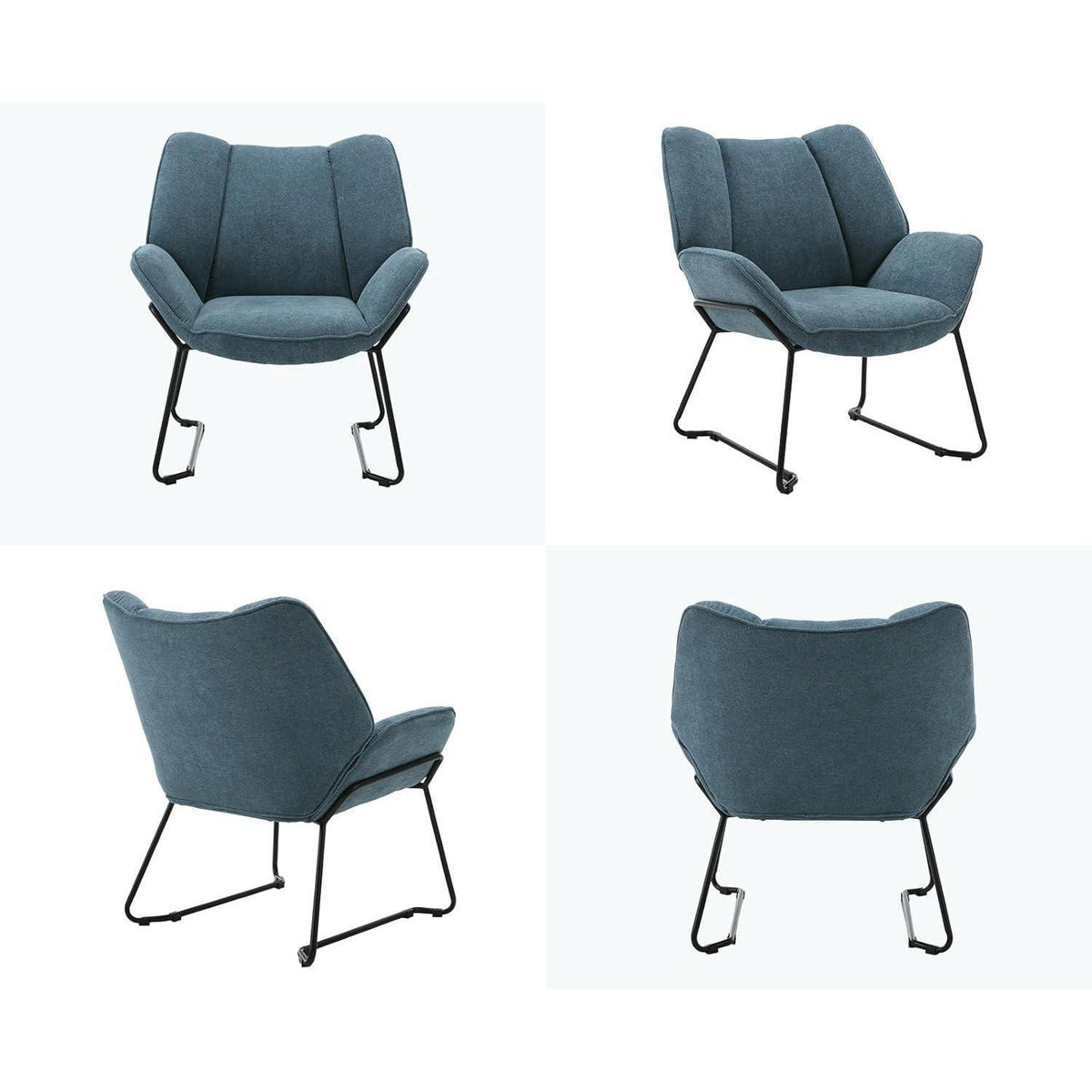 Chenille Loungesessel Blau – Modern & Bequem für Wohnzimmer/Balkon