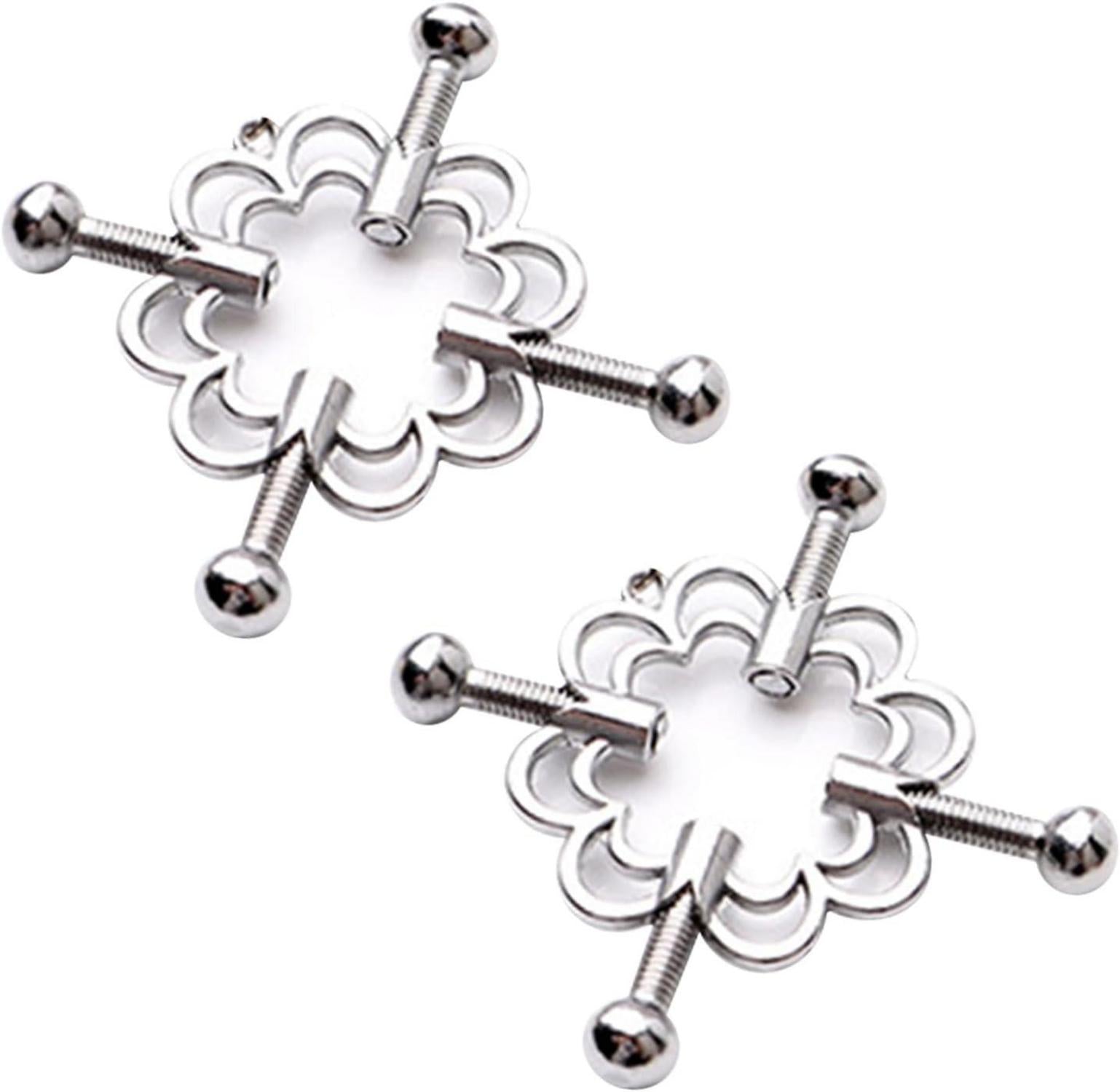 2er Blume Nippelklemmen und Nippelsauger Set aus Edelstahl