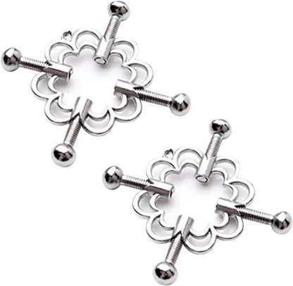 2er Blume Nippelklemmen und Nippelsauger Set aus Edelstahl