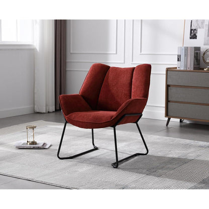 Chenille Loungesessel Dunkel Rot – Modern & Bequem für Wohnzimmer