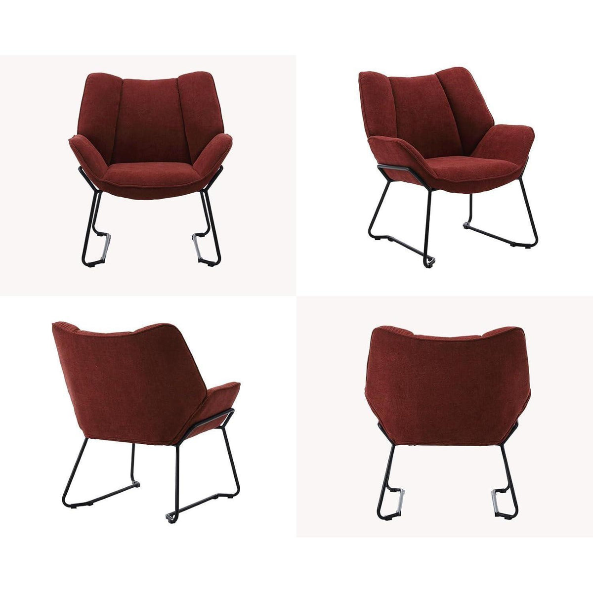 Chenille Loungesessel Dunkel Rot – Modern & Bequem für Wohnzimmer