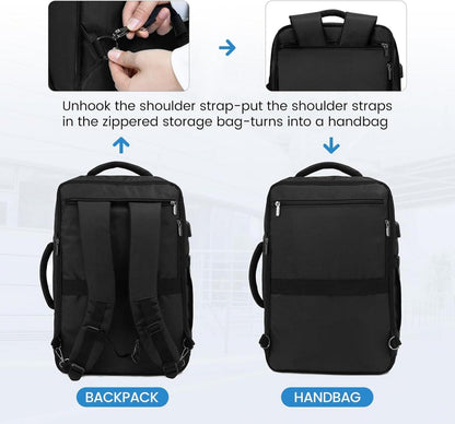 Handgepäck Rucksack Damen Herren Schwarz 30-40l 17 Zoll Travel Backpack