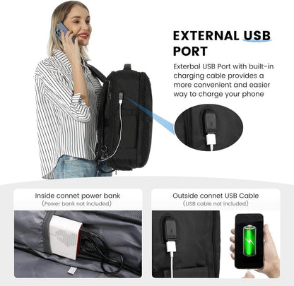 Handgepäck Rucksack Damen Herren Schwarz 30-40l 17 Zoll Travel Backpack