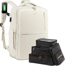 Großer Rucksack mit Schuhfach und Laptopfach - Beige