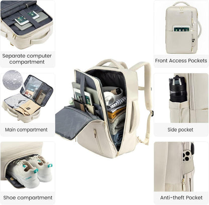 Großer Damen Rucksack mit Schuhfach und Laptopfach 17 Zoll