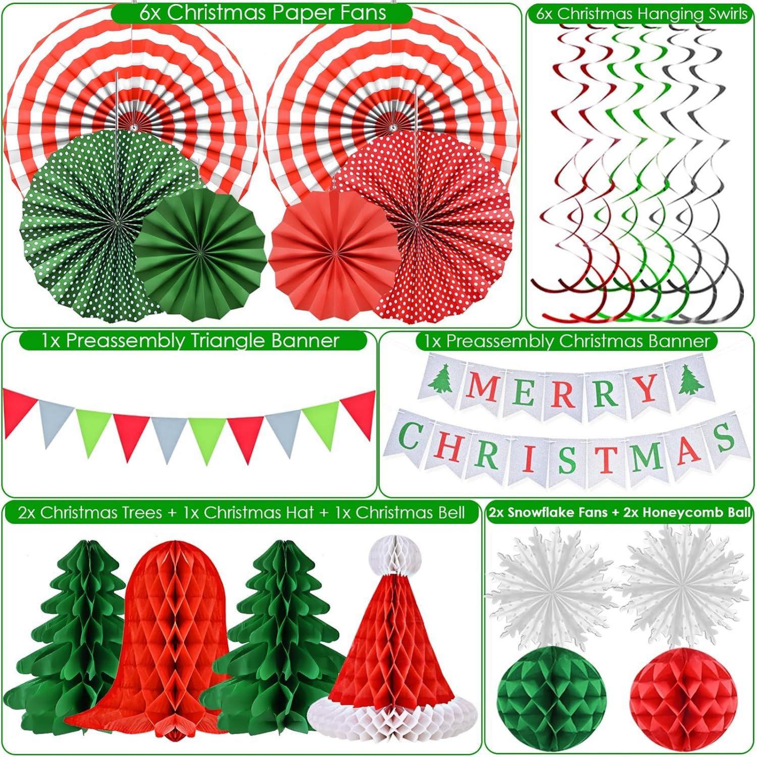 Weihnachtsdeko Set - Banner Girlande Papier Weihnachtsbaum Girlande