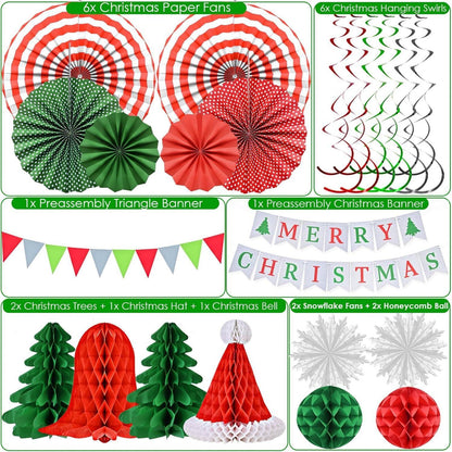 Weihnachtsdeko Set - Banner Girlande Papier Weihnachtsbaum Girlande