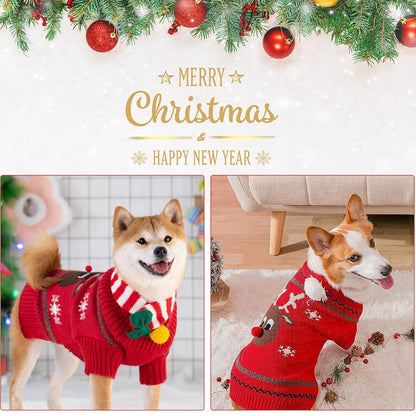 Hundepullover Weihnachten Rotnasenkitz M | Warmer Strickpullover