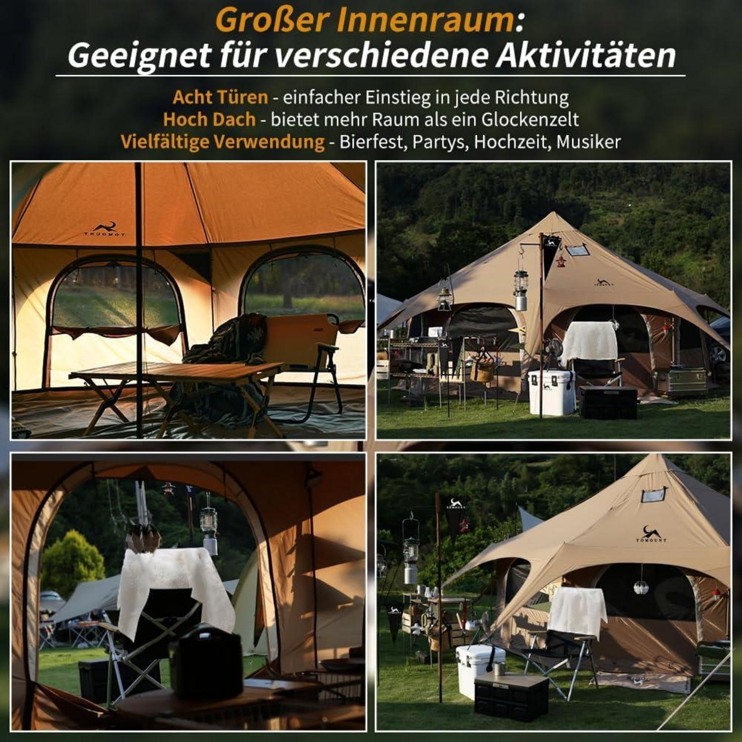 Tipi Zelt Baumwolle 6-8 Personen Canvas Großes Glamping Zelt