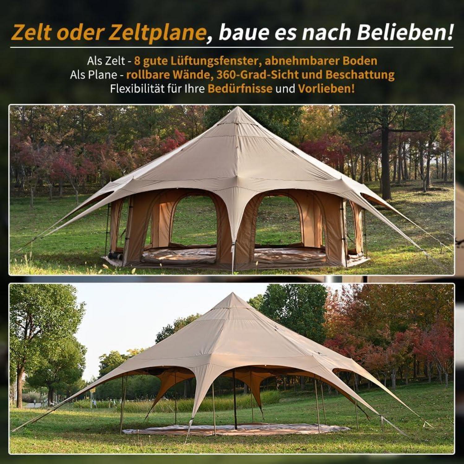 Tipi Zelt Baumwolle 6-8 Personen Canvas Großes Familienzelt