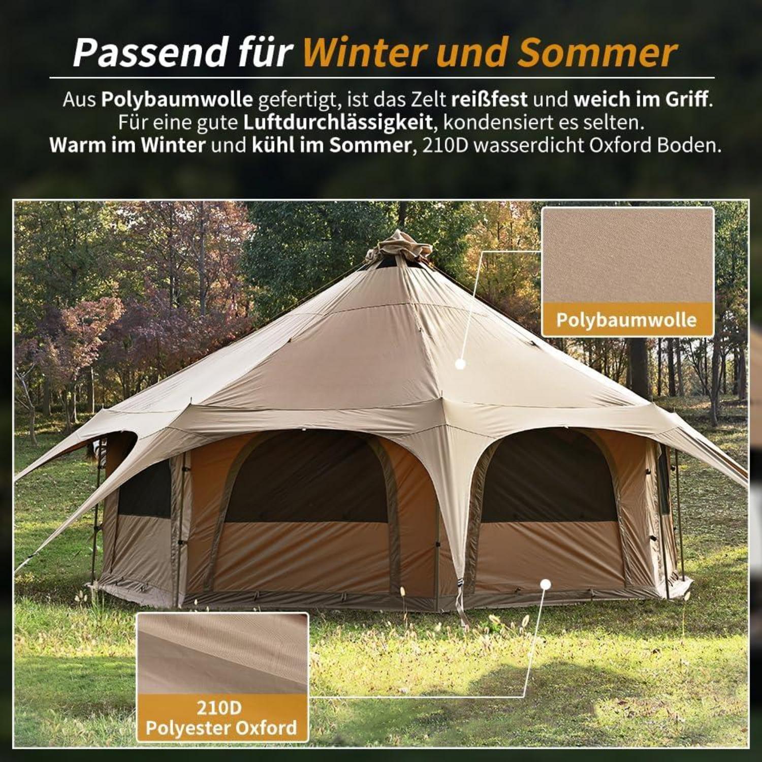 Tipi Zelt Baumwolle 6-8 Personen Canvas Jurtenzelt Glamping Camping