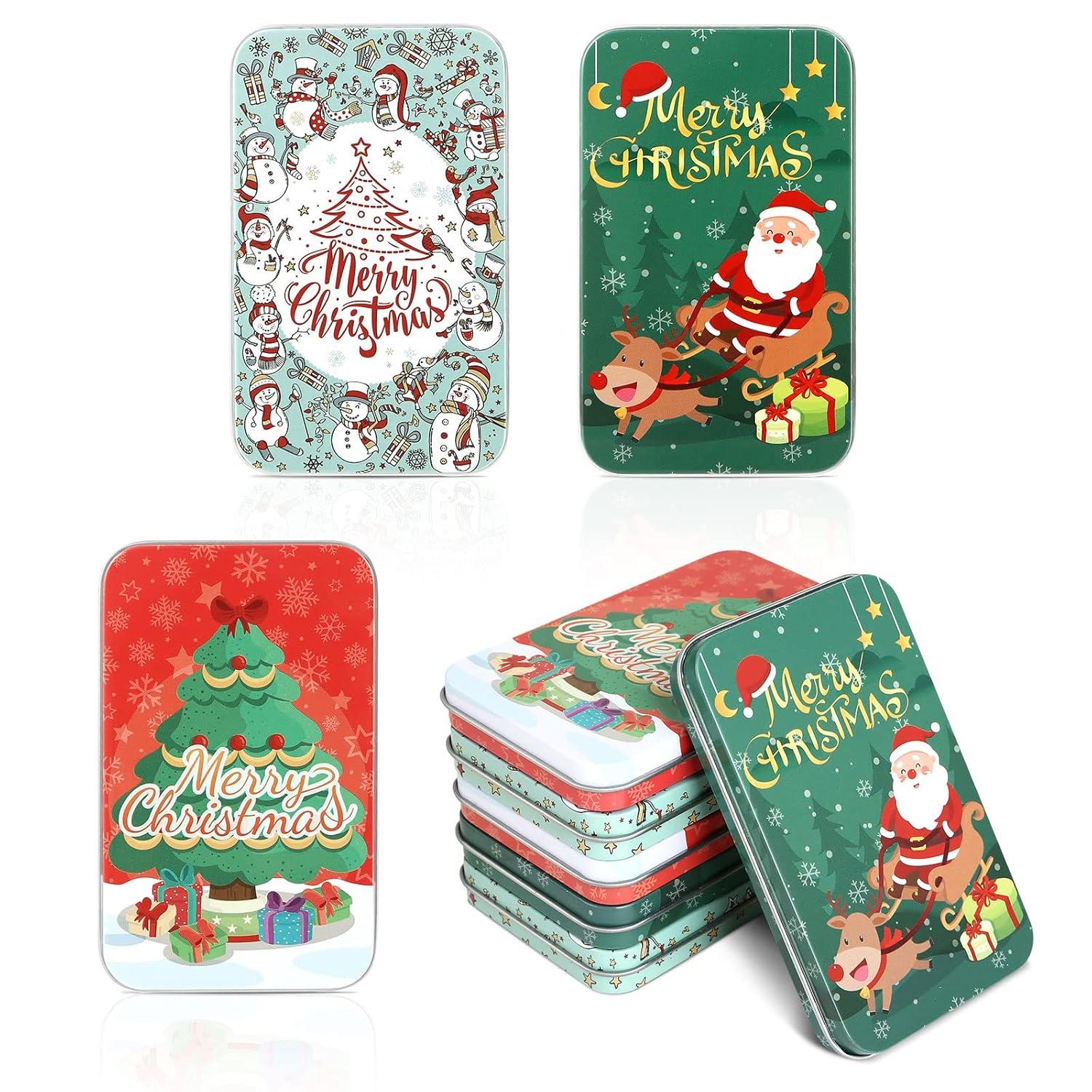 6er Set Weihnachts Blechdose mit Deckel, Geschenkbox 11.1x6.9 cm